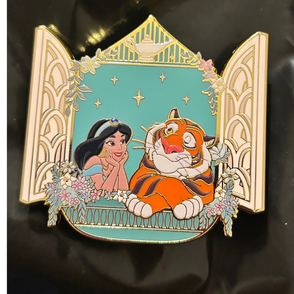 Disney Aladdin Princess Jasmine and Rajah Balcony Enamel Pin Monogram Intl